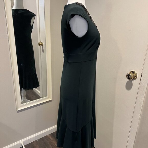 Dressbarn Collection Dark grey fancy dress with beaded collar, Size Small - Picture 5 of 8